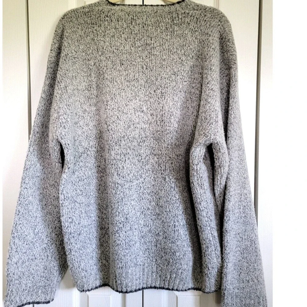 Metropolitan View Mens L V-Neck Wool Blend‎ Sweater Gray Black Marl Italian Yarn